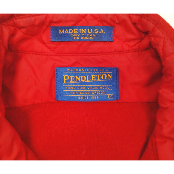 Pendleton Shirt Men's Medium Red 100% Wool Long Sleeve Elbow Patches Collared - Picture 4 of 7